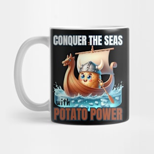 Viking Spud at the Helm - Conquer the Seas with Potato Power Shirt Mug